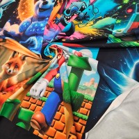 Dijital Baskılı Penye Süprem Pano Kumaş | Karışık Karakterli