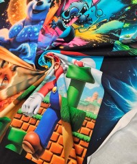 Dijital Baskılı Penye Süprem Pano Kumaş | Karışık Karakterli