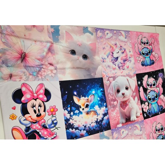 Dijital Baskılı Penye Süprem Pano Kumaş | Soft Pastel Temalı