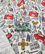 Dijital Baskılı Penye Süprem Kumaş | İlk Yardım Temalı