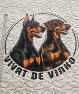 Beyaz Zemin Köpekler Desen Pano Kumaş