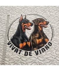 Beyaz Zemin Köpekler Desen Pano Kumaş