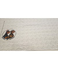 Beyaz Zemin Köpekler Desen Pano Kumaş