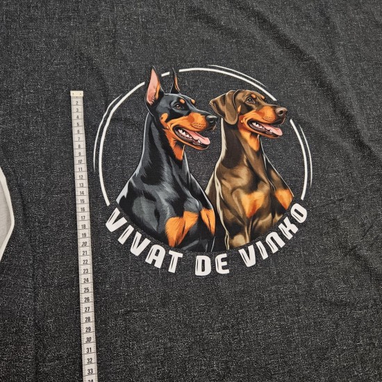 Siyah Zemin Köpekler Desen Pano Kumaş