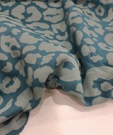 3 İplik Baskılı Kumaş | Petrol Zemin Gri izler