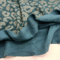 3 İplik Baskılı Kumaş | Petrol Zemin Gri izler