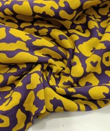 3 İplik Baskılı Kumaş | Mor Zemin Sarı izler