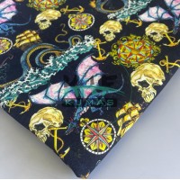 3 İplik Baskılı Kumaş | Ejderha & Kuru Kafa