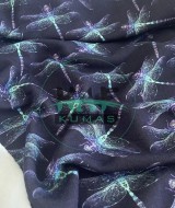 3 İplik Baskılı Kumaş | Mor Zemin Yusufçuk Desen