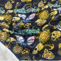 3 İplik Baskılı Kumaş | Ejderha & Kuru Kafa