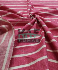 Pamuk Keten Kumaş | Pembe Çizgili