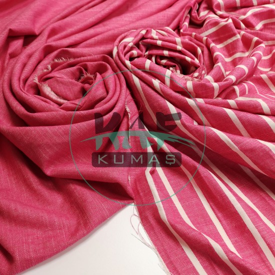 Pamuk Keten Kumaş | Pembe Çizgili Pamuk Keten Kumaş | Pembe Çizgili