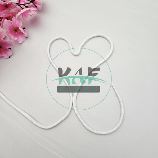 Şeffaf Uçlamalı 86 cm Beyaz Kordon Bağcık | Çocuk Sweatshirt-Eşofman İpi 1 Adet