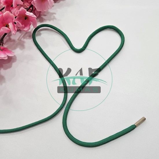 Özel Gümüş Renk Uçlamalı 105 cm Yeşil Kordon Bağcık | Sweatshirt-Eşofman İpi 1 Adet