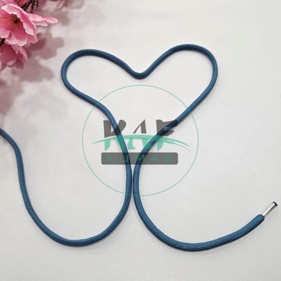 Özel Gümüş Renk Uçlamalı 125 cm İndigo Kordon Bağcık | Sweatshirt-Eşofman İpi 1 Adet