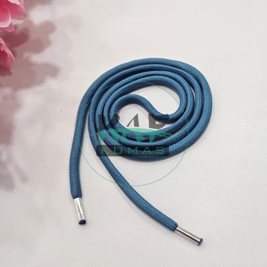 Özel Gümüş Renk Uçlamalı 125 cm İndigo Kordon Bağcık | Sweatshirt-Eşofman İpi 1 Adet