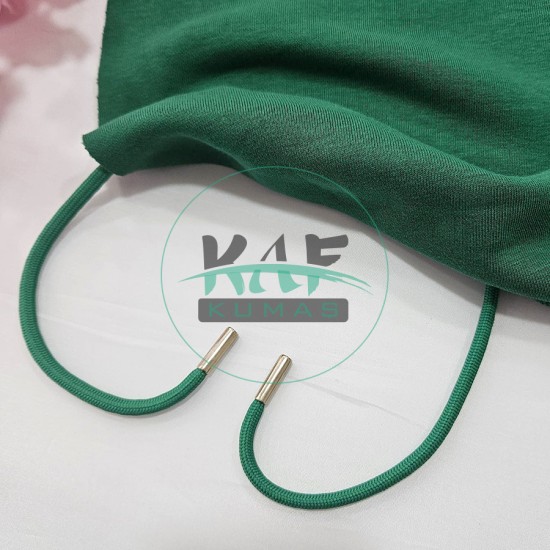 Özel Gümüş Renk Uçlamalı 105 cm Yeşil Kordon Bağcık | Sweatshirt-Eşofman İpi 1 Adet