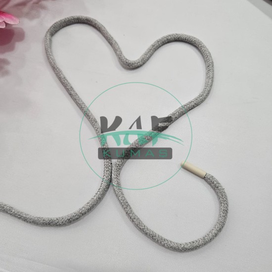 Özel Uçlamalı 115 cm Gri Kordon Bağcık | Sweatshirt-Eşofman İpi 1 Adet