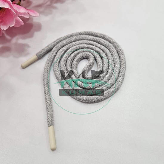 Özel Uçlamalı 115 cm Gri Kordon Bağcık | Sweatshirt-Eşofman İpi 1 Adet