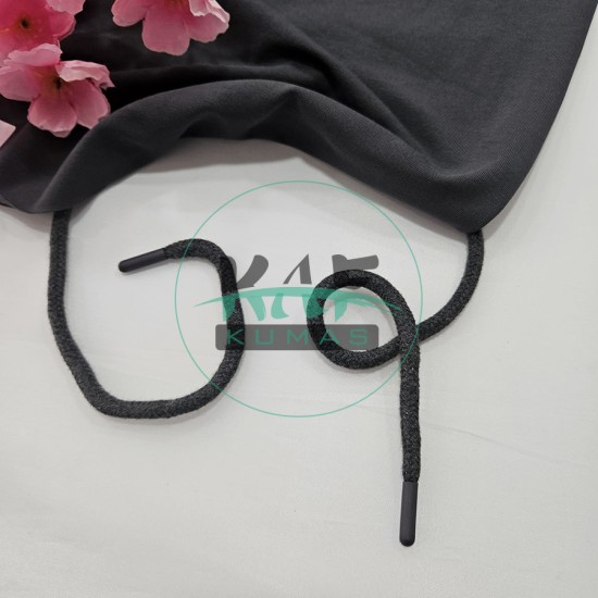 Özel Uçlamalı 120 cm Koyu Gri Kordon Bağcık | Sweatshirt-Eşofman İpi 1 Adet