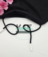 Özel Beyaz Sakız Uçlamalı 138 cm Siyah Kordon Bağcık | Sweatshirt-Eşofman İpi 1 Adet