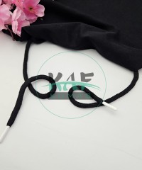 Özel Beyaz Sakız Uçlamalı 145 cm Siyah Kordon Bağcık | Sweatshirt-Eşofman İpi 1 Adet