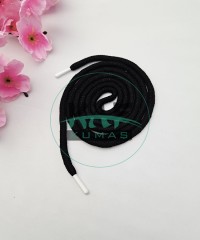 Özel Beyaz Sakız Uçlamalı 145 cm Siyah Kordon Bağcık | Sweatshirt-Eşofman İpi 1 Adet