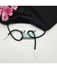 Özel Beyaz Sakız Uçlamalı 138 cm Siyah Kordon Bağcık | Sweatshirt-Eşofman İpi 1 Adet