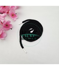 Özel Beyaz Sakız Uçlamalı 145 cm Siyah Kordon Bağcık | Sweatshirt-Eşofman İpi 1 Adet