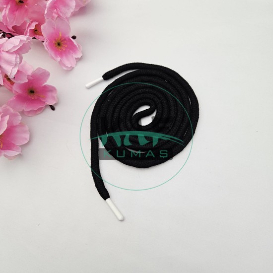 Set Fırsat* Siyah 50'lu Kordon Bağcık Beyaz Sakız Uçlamalı 145 cm & No 5 Siyah Renk 100'li Kuşgözü Set