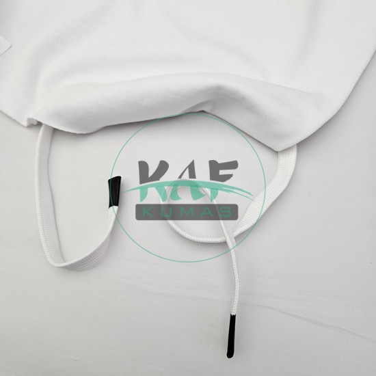 Özel Siyah Sakız Uçlamalı 115 cm Beyaz Kordon Bağcık | Sweatshirt-Eşofman İpi 1 Adet