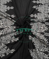 Brodeli (Nakışlı) Pamuk Vual Kumaş | Siyah Brodeli (Nakışlı) Pamuk Vual Kumaş | Siyah