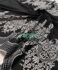 Brodeli (Nakışlı) Pamuk Vual Kumaş | Siyah Brodeli (Nakışlı) Pamuk Vual Kumaş | Siyah