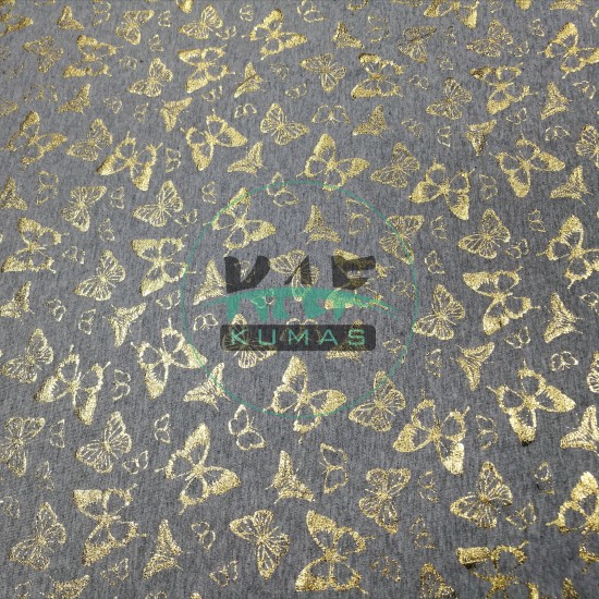 Gold Kelebek Baskılı Viskon Süprem Kumaş Gold Kelebek Baskılı Viskon Süprem Kumaş