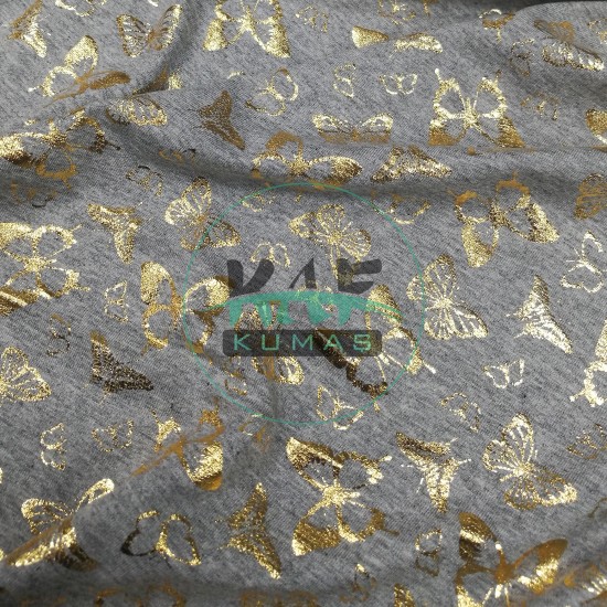 Gold Kelebek Baskılı Viskon Süprem Kumaş Gold Kelebek Baskılı Viskon Süprem Kumaş
