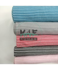 Pamuklu Kalın Çizgili Ribana Kumaş | Mavi