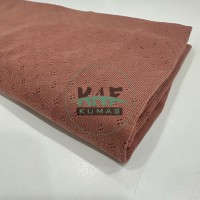 Kiremit Çiçekli Delikli Pointelle Ribana Kumaş | 100% Pamuk   Kiremit Çiçekli Delikli Pointelle Ribana Kumaş | 100% Pamuk