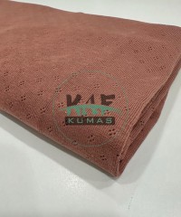 Kiremit Çiçekli Delikli Pointelle Ribana Kumaş | 100% Pamuk   Kiremit Çiçekli Delikli Pointelle Ribana Kumaş | 100% Pamuk