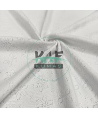 Delikli Ribana Kumaş | 100% Pamuk | Beyaz Çiçek Delikli Ribana Kumaş | 100% Pamuk | Beyaz Çiçek