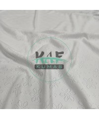 Delikli Ribana Kumaş | 100% Pamuk | Beyaz Çiçek Delikli Ribana Kumaş | 100% Pamuk | Beyaz Çiçek