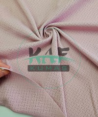 Gül Kurusu Delikli Pointelle Ribana Kumaş | 100% Pamuk | Çapraz Çizgili