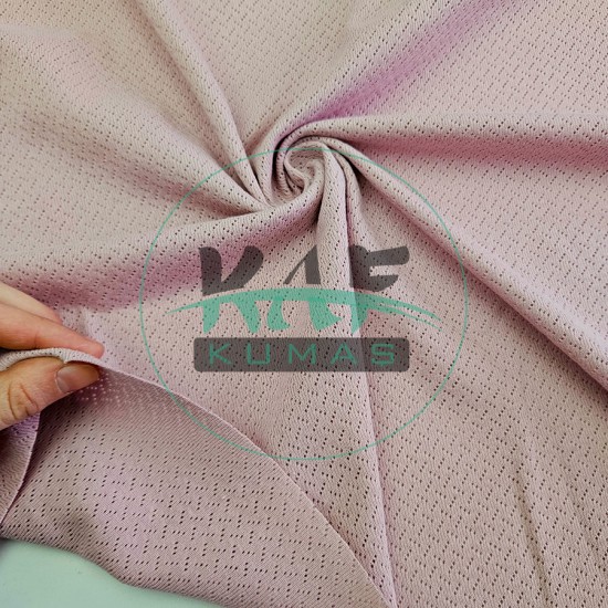 Gül Kurusu Delikli Pointelle Ribana Kumaş | 100% Pamuk | Çapraz Çizgili