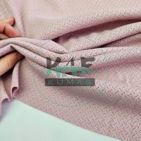 Gül Kurusu Delikli Pointelle Ribana Kumaş | 100% Pamuk | Çapraz Çizgili