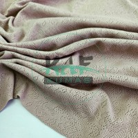 Kahverengi Delikli Pointelle Ribana Kumaş | 100% Pamuk | Gül