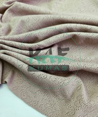 Kahverengi Delikli Pointelle Ribana Kumaş | 100% Pamuk | Gül