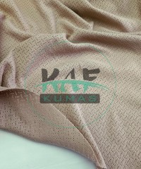 Kahverengi Delikli Pointelle Ribana Kumaş | 100% Pamuk | Çapraz Çizgili