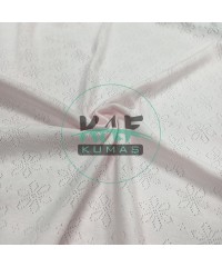 Delikli Ribana Kumaş | 100% Pamuk | Pembe Çiçek Delikli Ribana Kumaş | 100% Pamuk | Pembe Çiçek