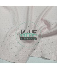 Delikli Pointelle Ribana Kumaş | 100% Pamuk | Pembe Kristal