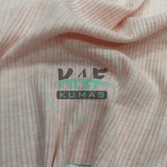 Pamuklu Pointelle Kaşkorse Kumaş | Pembe Melanj