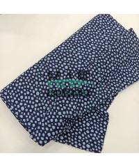 Yuvarlak Desenli Pamuk Rribana Kumaş | Lacivert Zemin Mavi